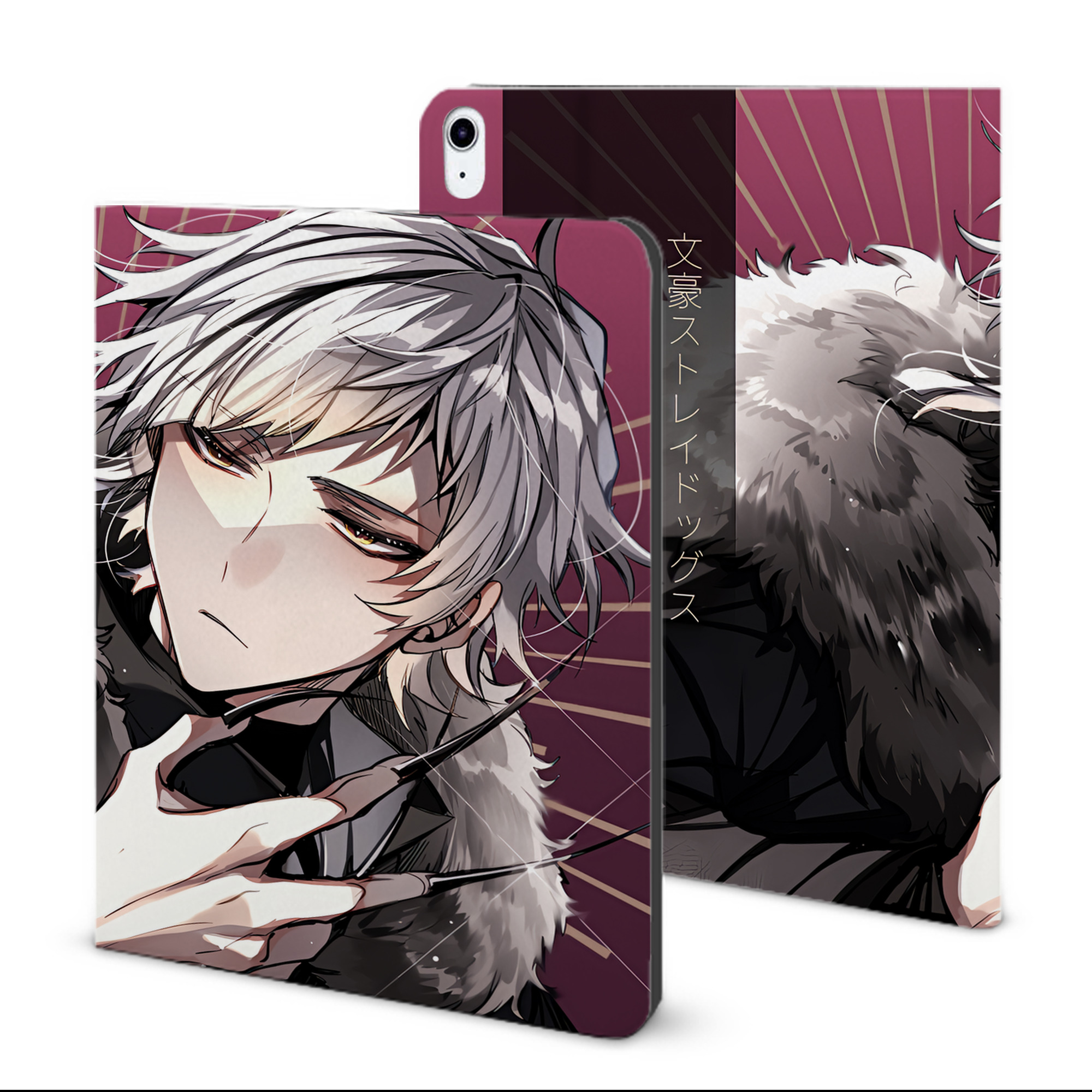 （画像用） 文豪ストレイドッグス Bungo Stray Dogs IPad ケース ブック型 PUレザー TPU 耐衝撃 軽量 薄型 ペン収納なし 全面保護 IPad 各モデル対応